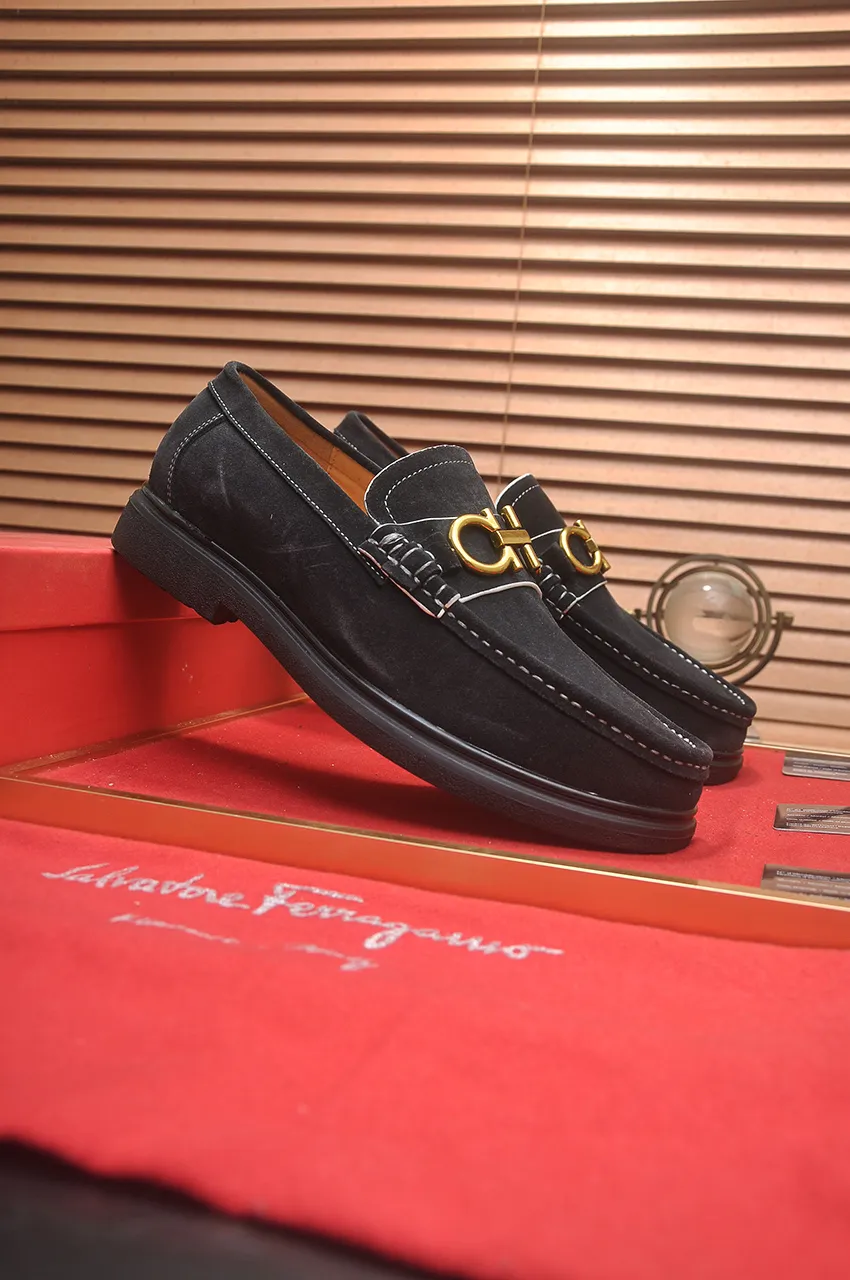 Men's shoes 💰440💶[Ferragamo/Ferragamo] The latest model in the counter. Original imported high-quality cowhide with open sides + imported 🐂 water-dyed cowhide lining + original luxury metal buckle + original combined outsole. No pressure for comparison. 38--45 (45 is custom-made and cannot be returned or exchanged)